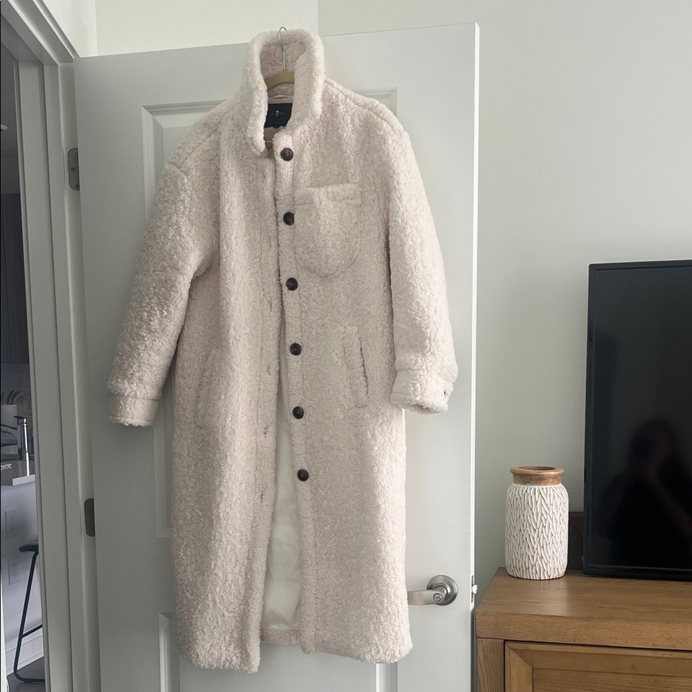 7 For All Mankind Cream Sherpa Teddy Jacket